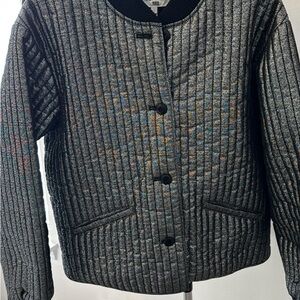 THE GREAT. Metallic Quilted Bomber Jacket